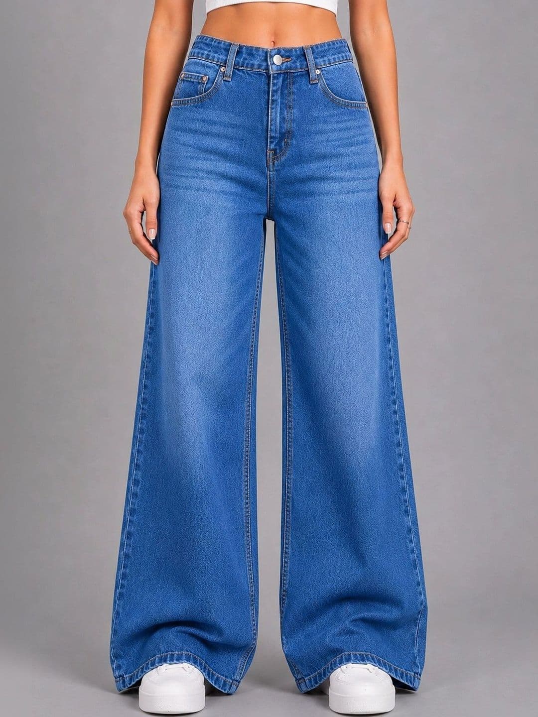 ADBUCKS Women Wide Leg High-Rise Light Fade Stretchable Jeans - view 1