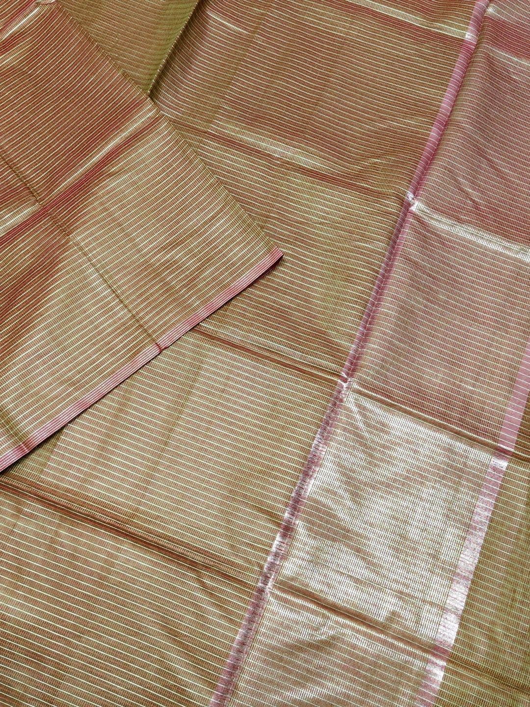 Naveera Striped Zari Tissue Designer Banarasi Saree thumbnail 3