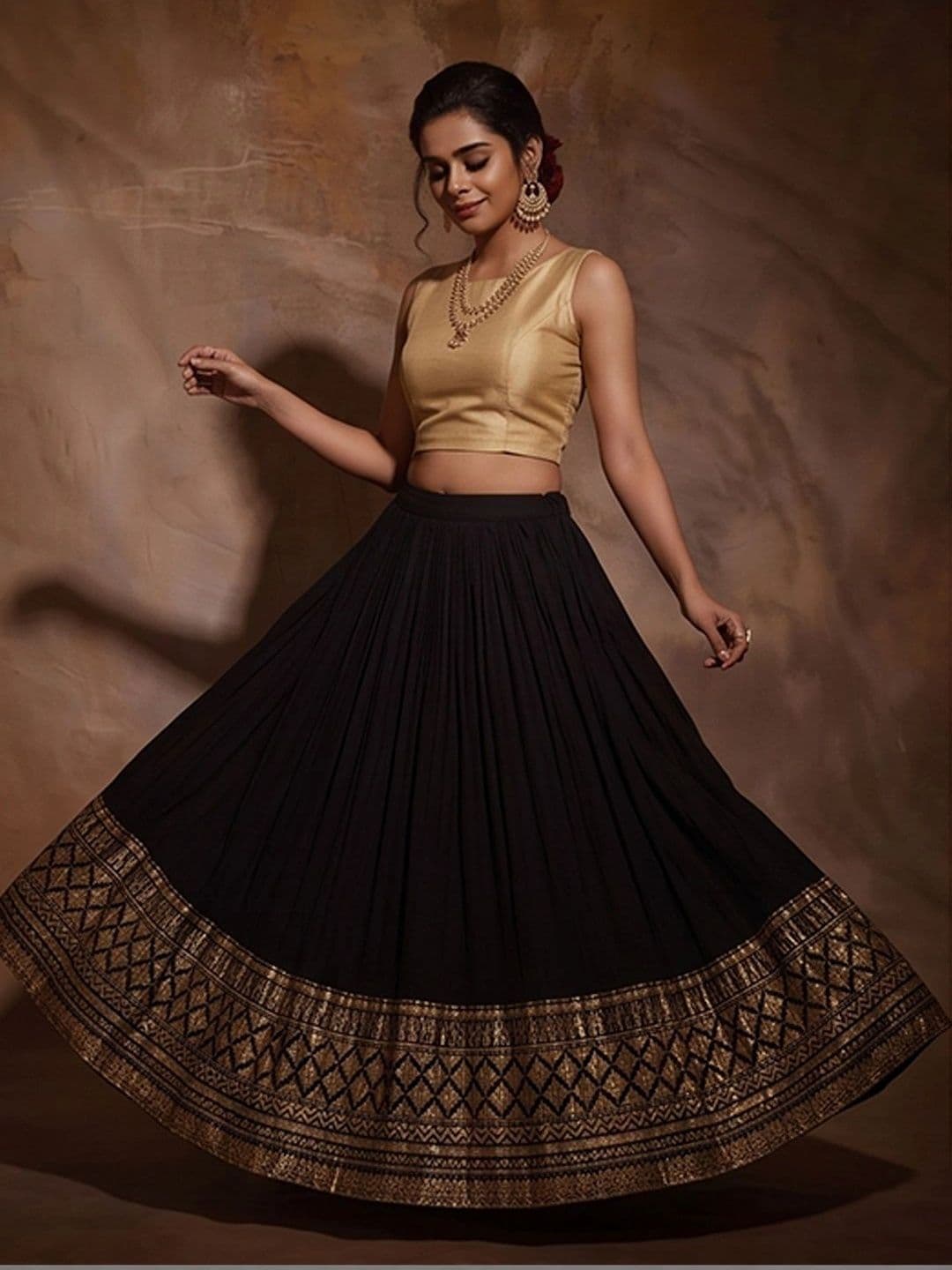 Varanga Women Pure Cotton Geometric Maxi Flared Skirt thumbnail 6