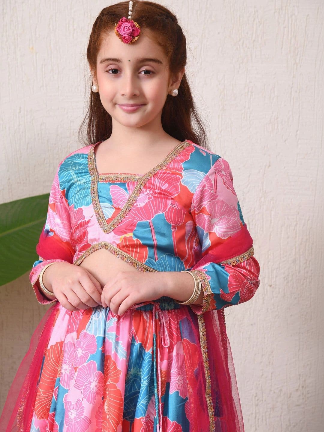 Indi-Loom Couture Girls Printed Ready to Wear Lehenga & Blouse With Dupatta thumbnail 5