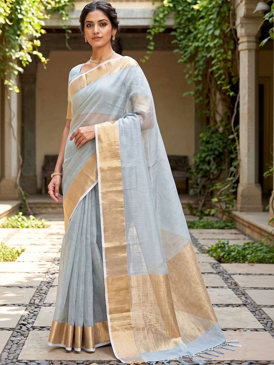 Naveera Woven Design Zari Pure Cotton Designer Banarasi Saree - view 1