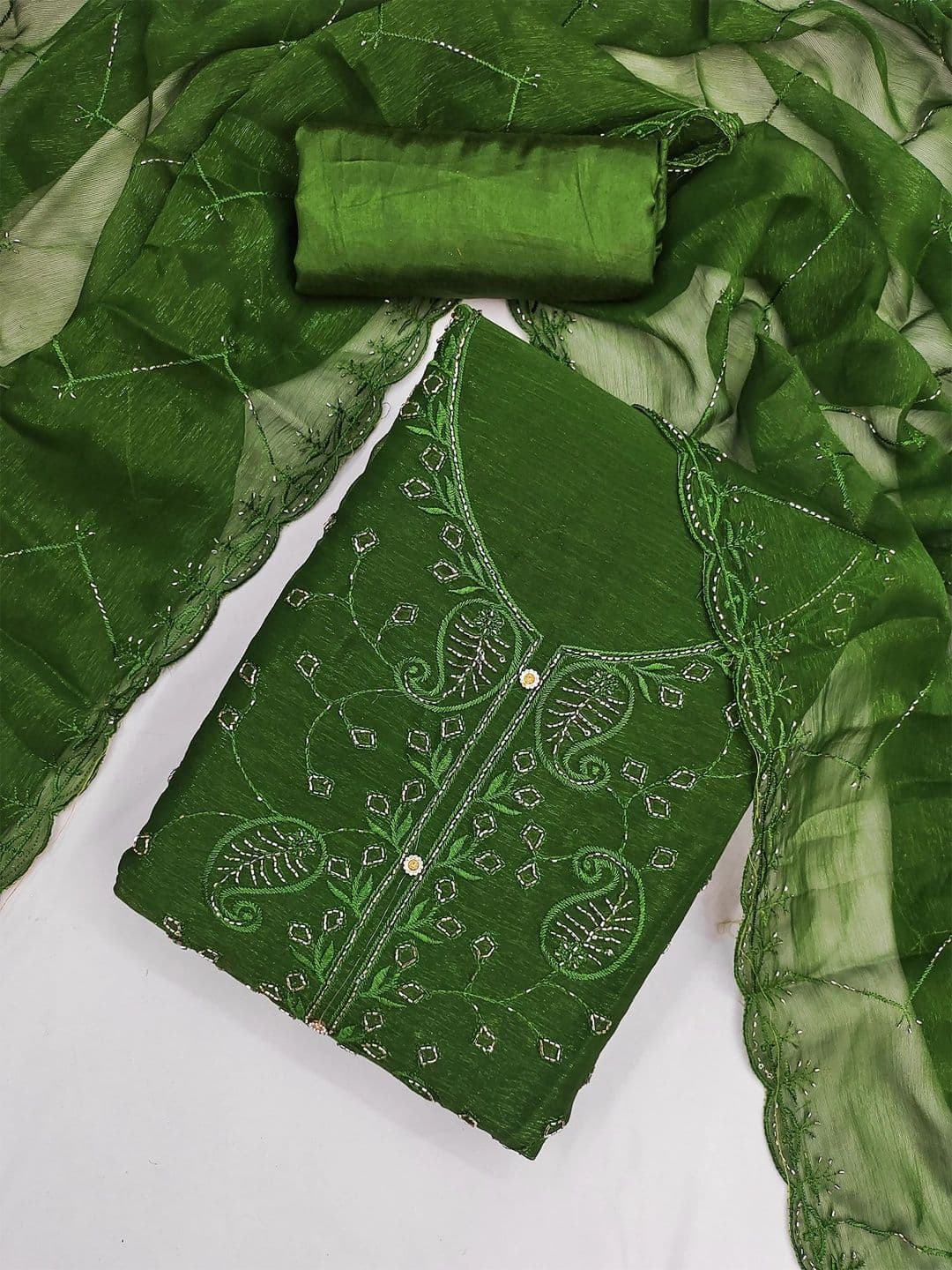 Nayanthara Trends Embroidered Unstitched Dress Material thumbnail 4