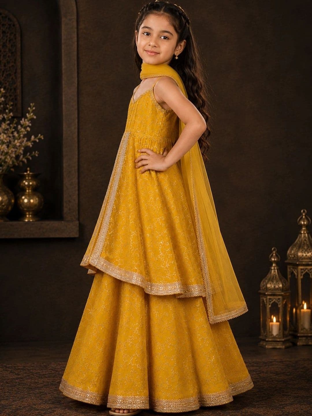 Superminis Girls Embellished Sequinned Ready to Wear Lehenga & Blouse With Dupatta thumbnail 2