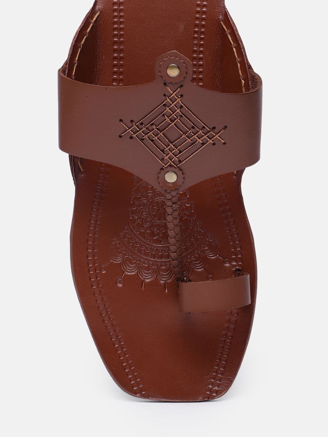 House of Pataudi Men Leather Kolhapuri Comfort Sandals thumbnail 5