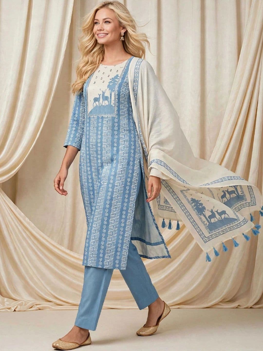 Haranozy Printed Pure Cotton Semi-Stitched Dress Material thumbnail 6