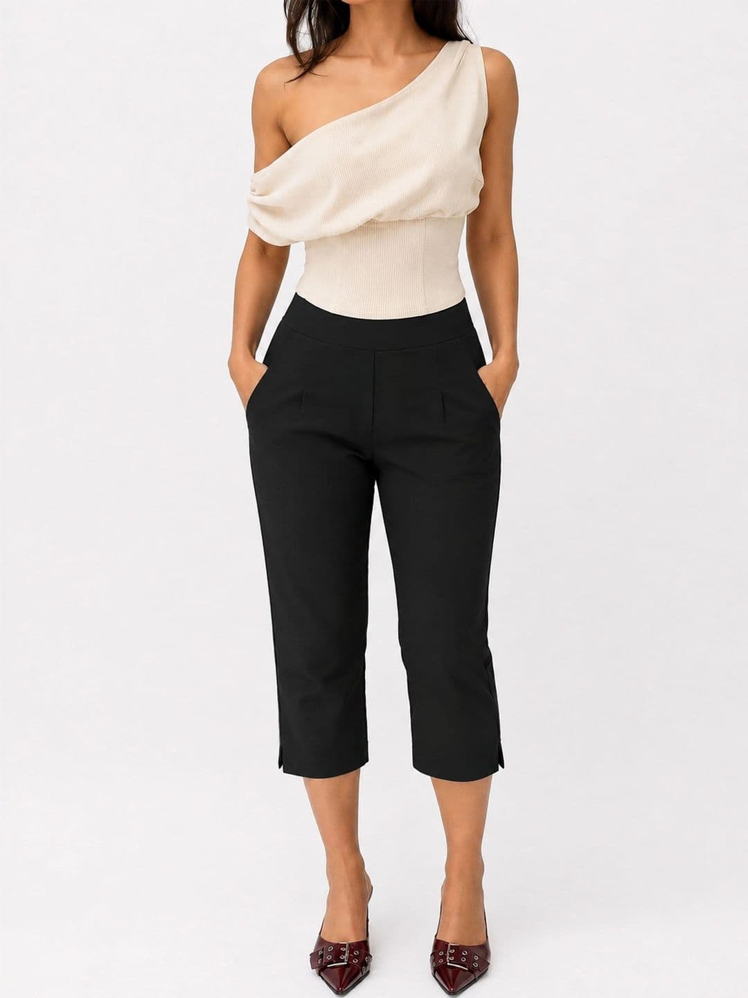 Tikhi Imli Women Stretchable Cotton blend 3/4 Casual Capris Pants thumbnail 4
