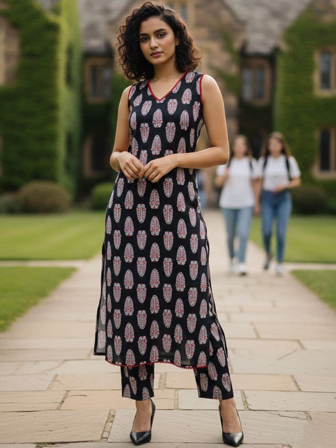 Varanga Women Ethnic Motifs Printed Regular Pure Cotton Kurta with Trousers & With Dupatta thumbnail 4