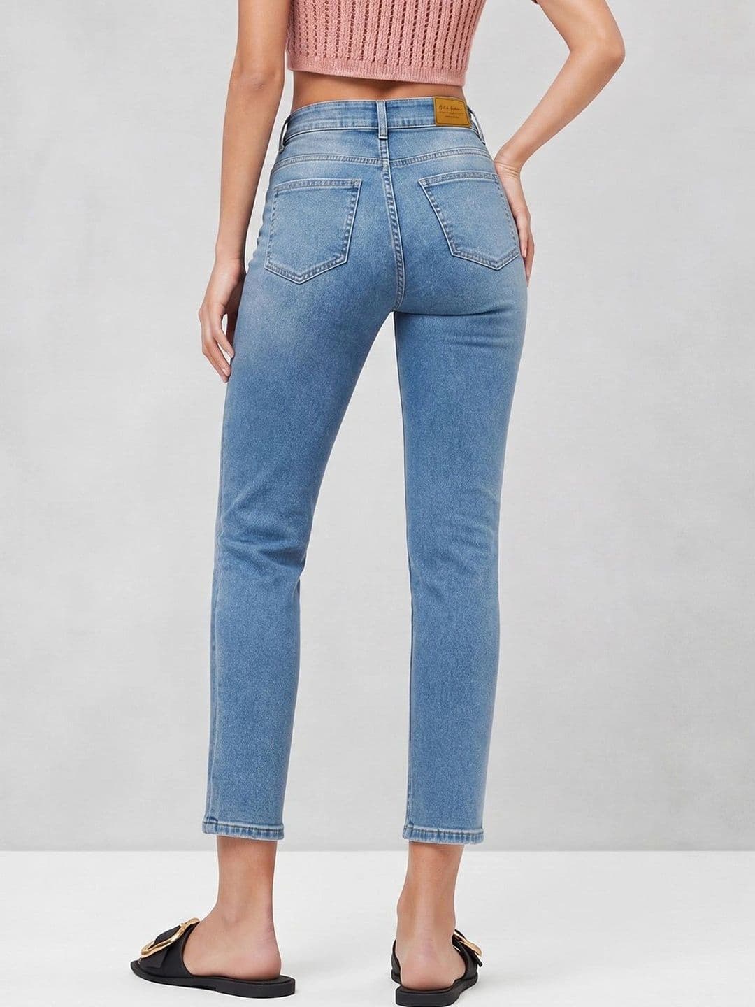 Mast & Harbour Women Wide Leg Mid-Rise Light Fade Stretchable Jeans thumbnail 3