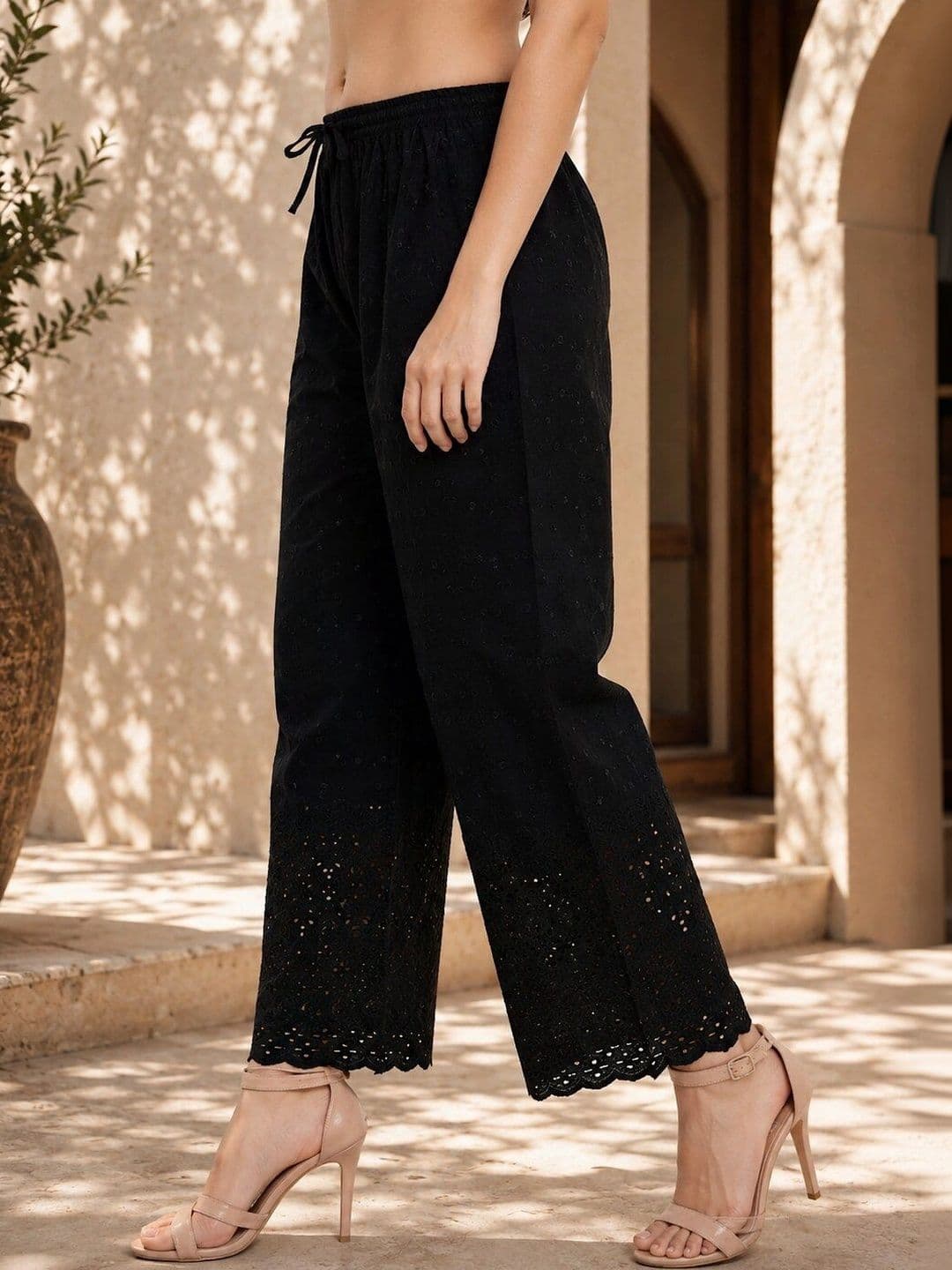 Miaz Lifestyle Women Embroidered Knitted Ethnic Palazzos thumbnail 6