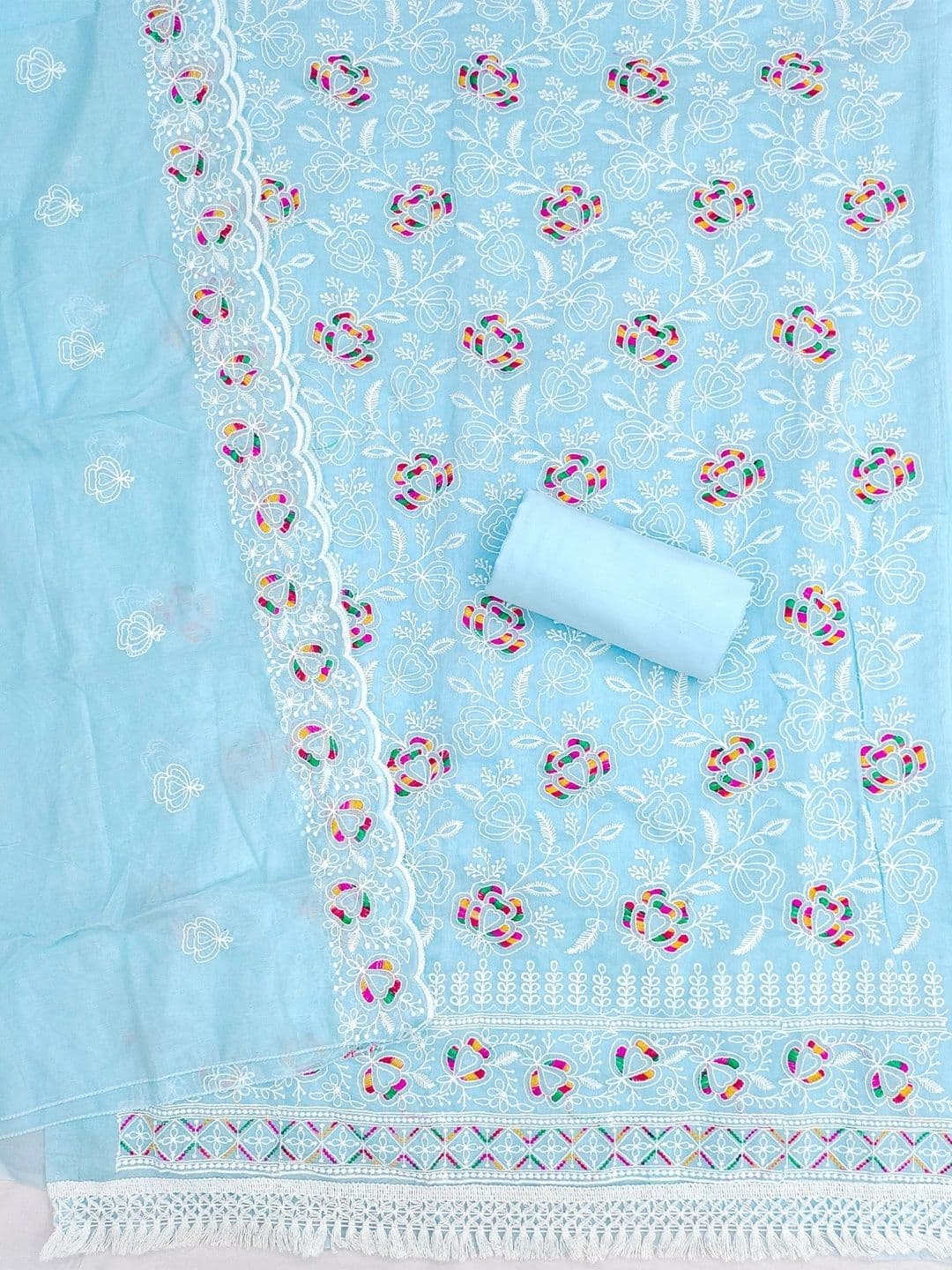 Nayanthara Trends Embroidered Unstitched Dress Material thumbnail 4