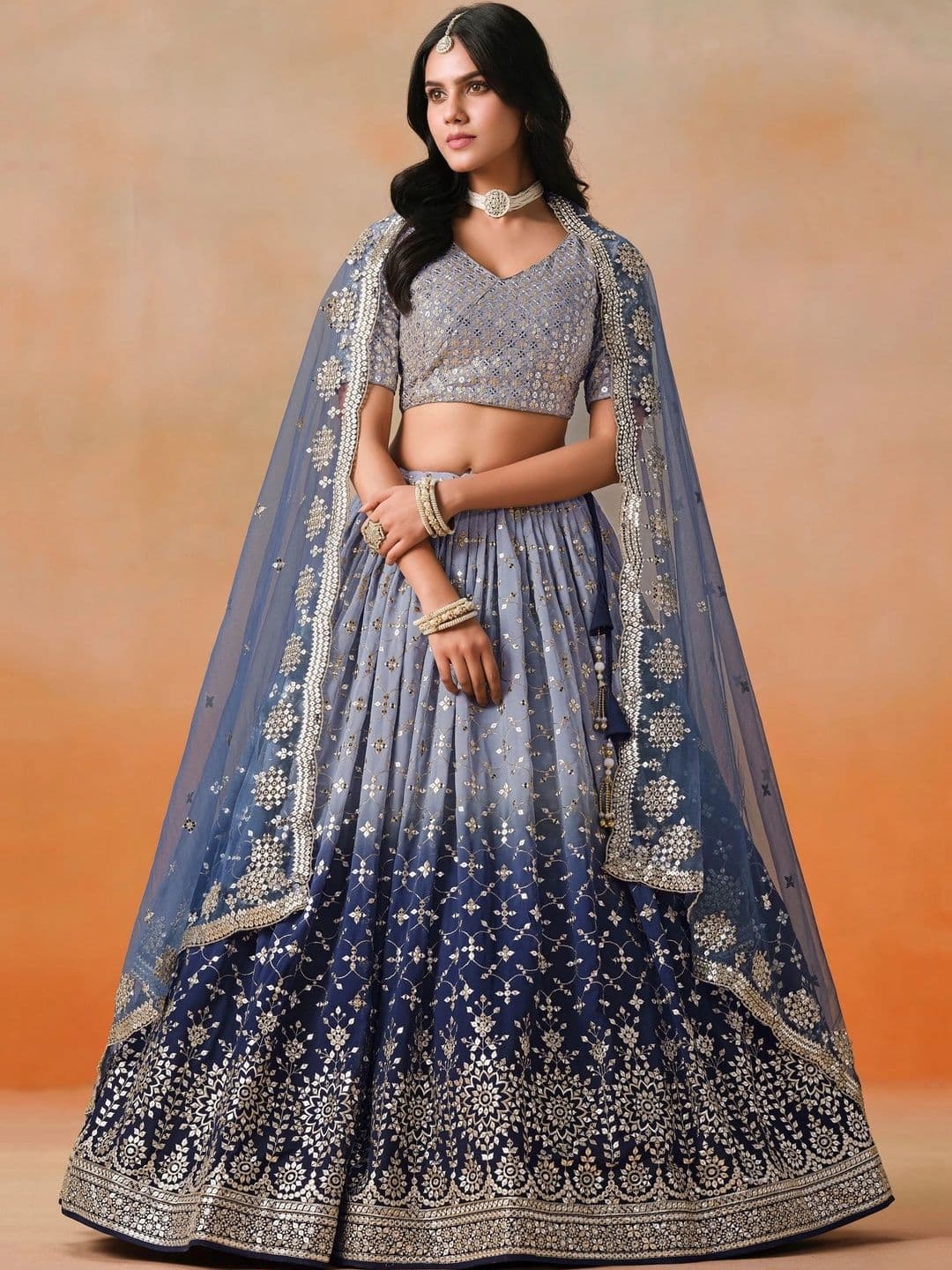 Zeel Clothing Embellished Sequinned Semi-Stitched Lehenga & Unstitched Blouse With Dupatta - view 1