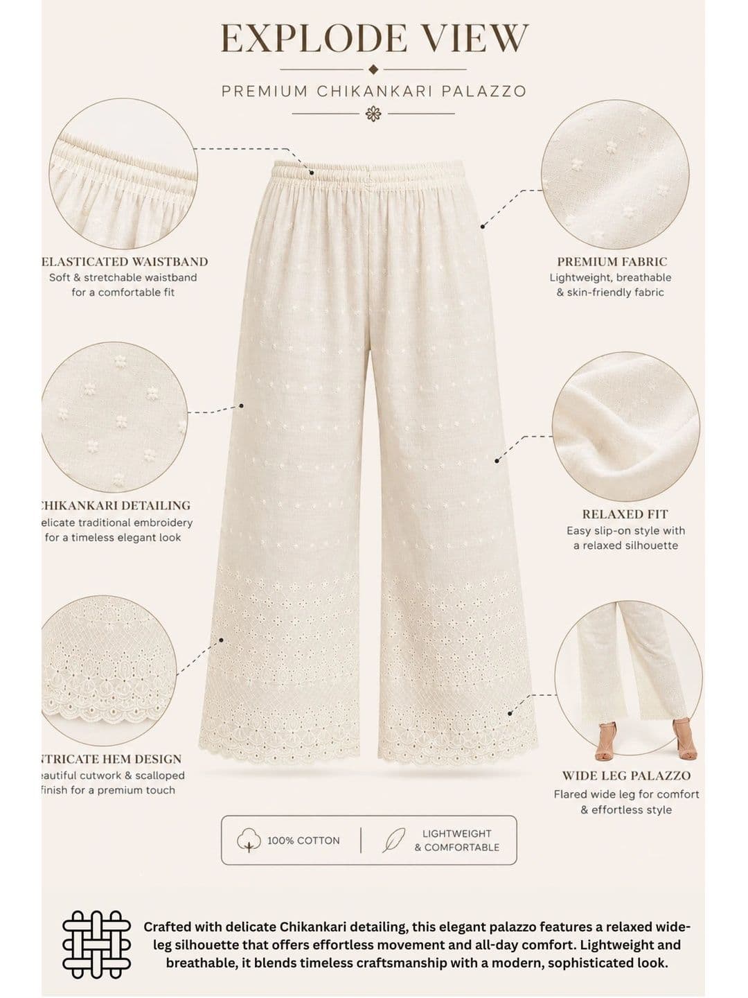 Miaz Lifestyle Women Embroidered Knitted Ethnic Palazzos thumbnail 3