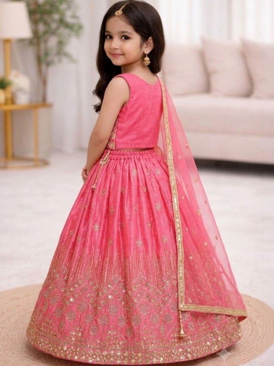Moda Rapido Girls Embellished Sequinned Ready to Wear Lehenga & Blouse With Dupatta thumbnail 4
