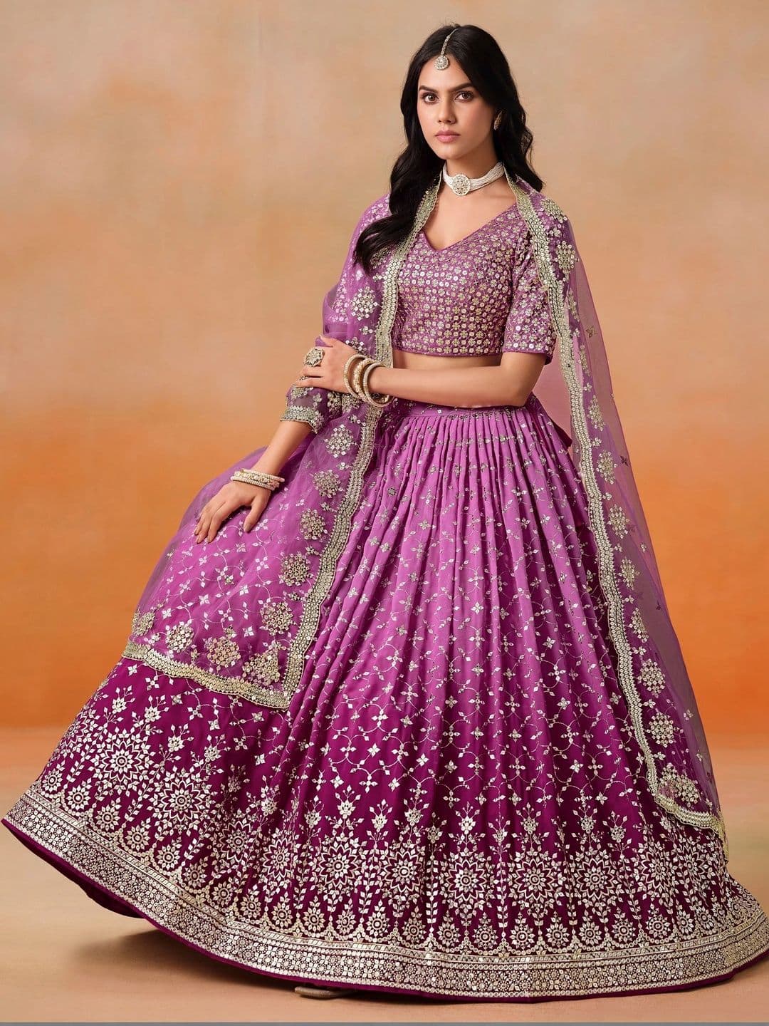 Zeel Clothing Embellished Sequinned Semi-Stitched Lehenga & Unstitched Blouse With Dupatta thumbnail 7