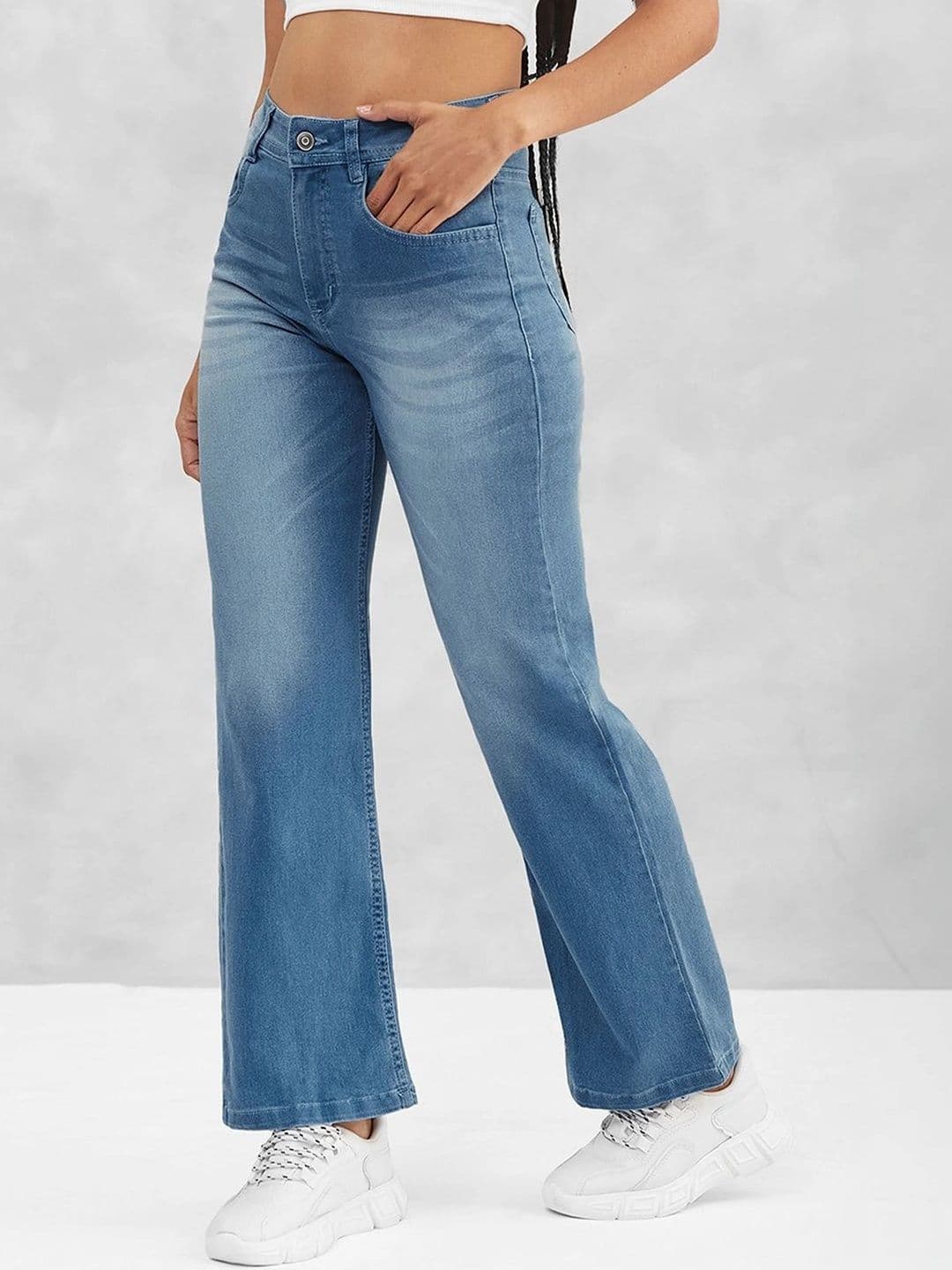 Mast & Harbour Women Wide Leg Mid-Rise Light Fade Stretchable Jeans thumbnail 3