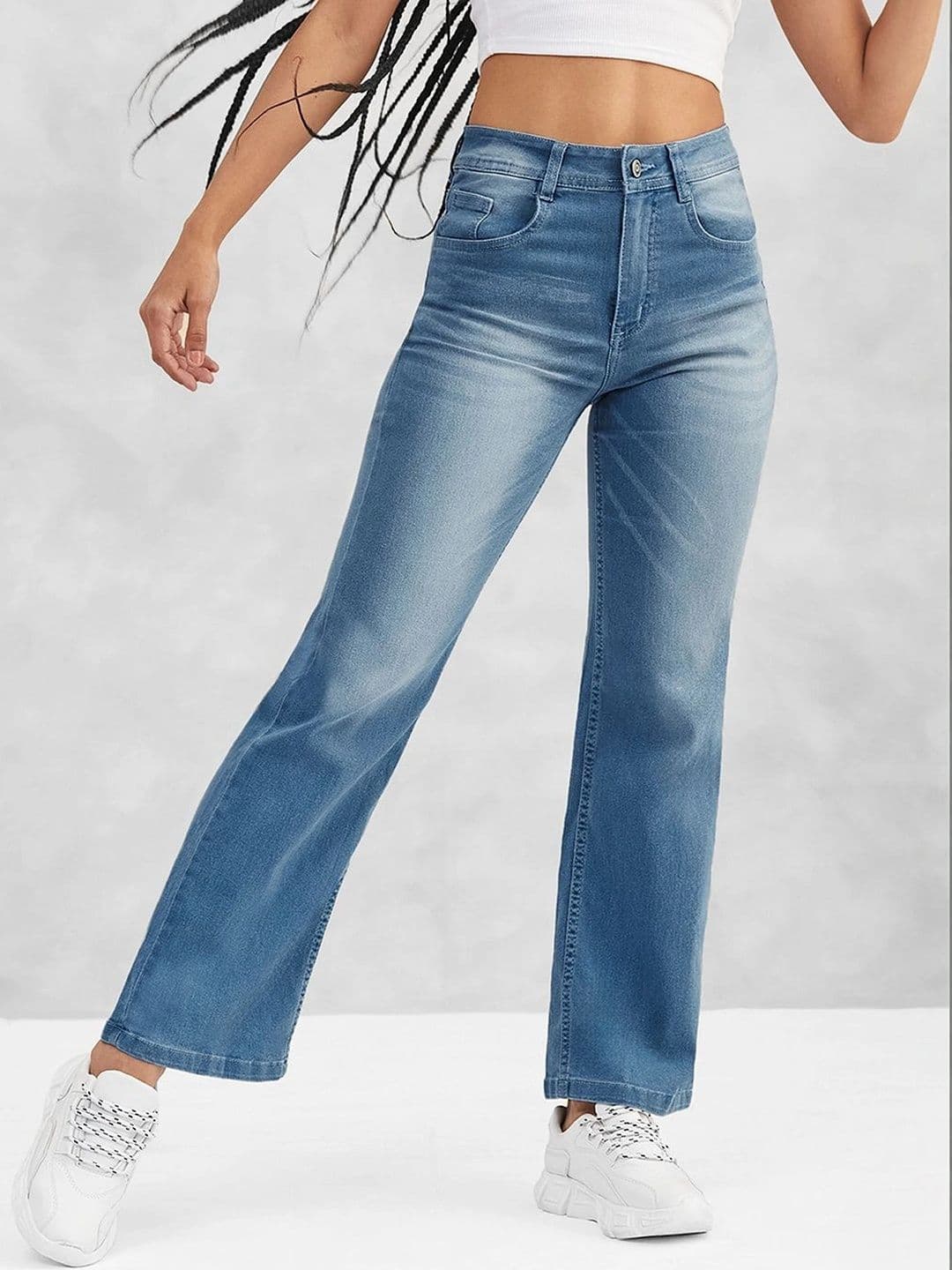 Mast & Harbour Women Wide Leg Mid-Rise Light Fade Stretchable Jeans - view 1