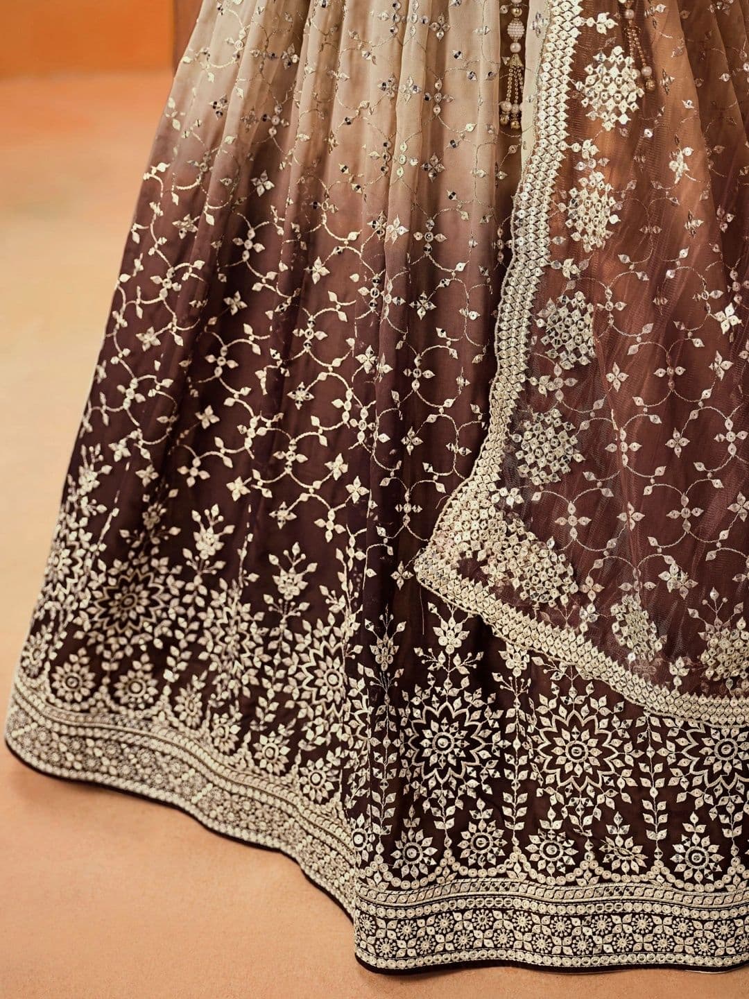 Zeel Clothing Embellished Sequinned Semi-Stitched Lehenga & Unstitched Blouse With Dupatta thumbnail 3