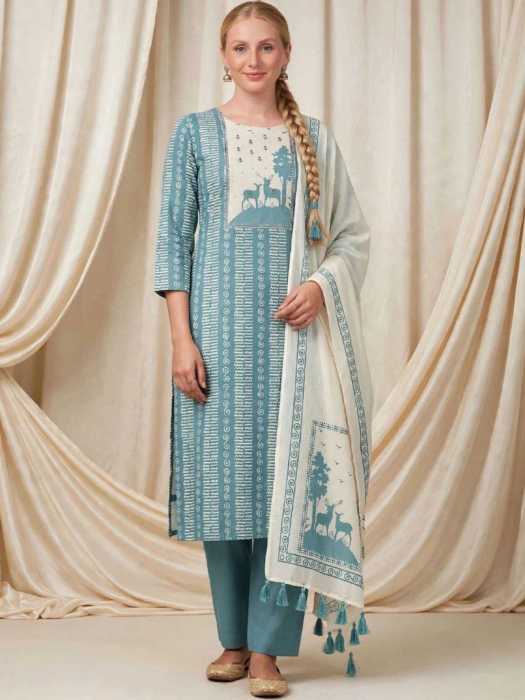 WaCraz Printed Pure Cotton Semi-Stitched Dress Material - view 1