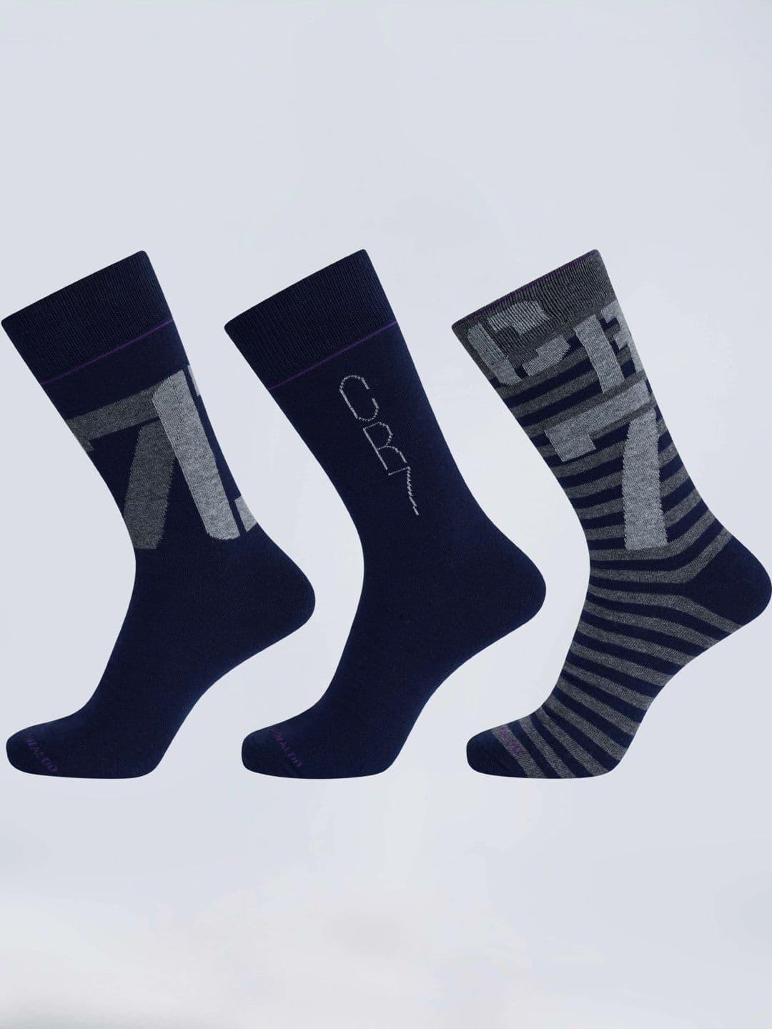 CR7 Cristiano Ronaldo Men Pack of 3 Cotton Assorted Patterned Calf Length Socks - view 1