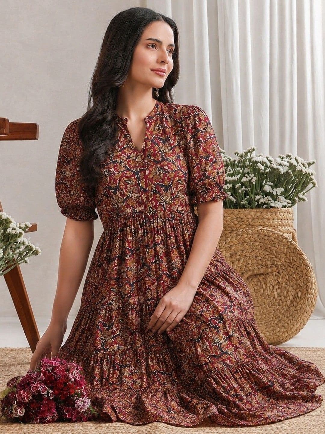 PRESHA Women Ethnic Motifs Printed Indie Prints Anarkali Kurta thumbnail 6