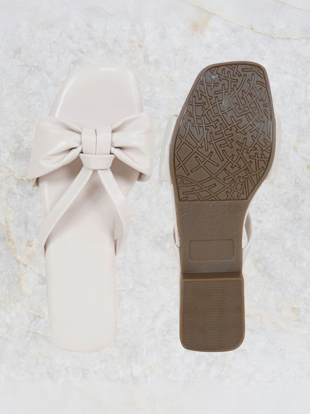Mast & Harbour Women Open Toe Flats with Bows thumbnail 3