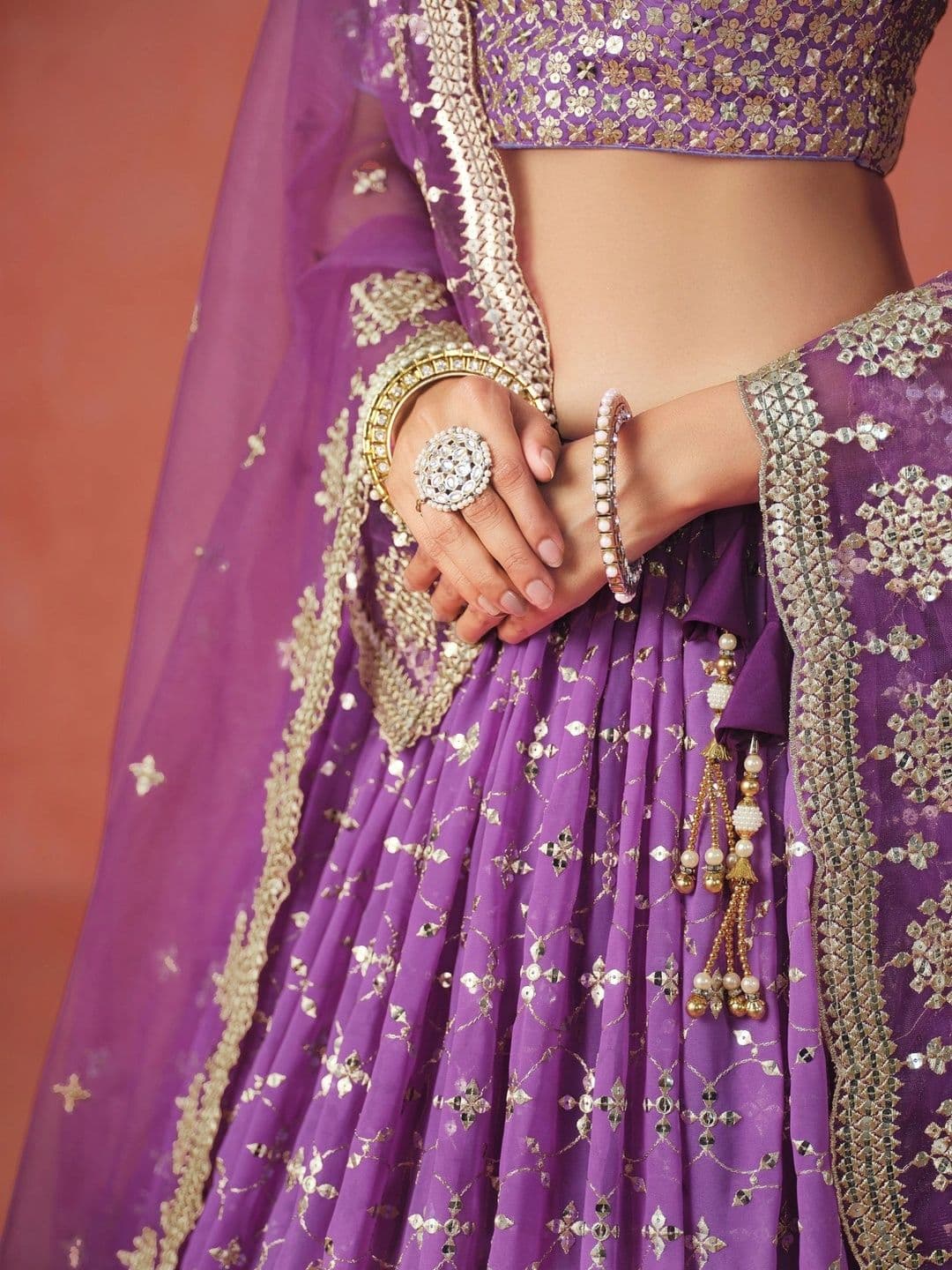 Zeel Clothing Embellished Sequinned Semi-Stitched Lehenga & Unstitched Blouse With Dupatta thumbnail 4