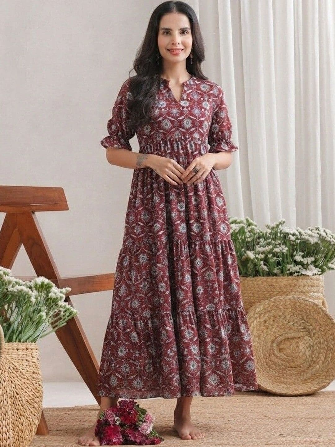 PRESHA Women Ethnic Motifs Printed Indie Prints Anarkali Kurta thumbnail 4