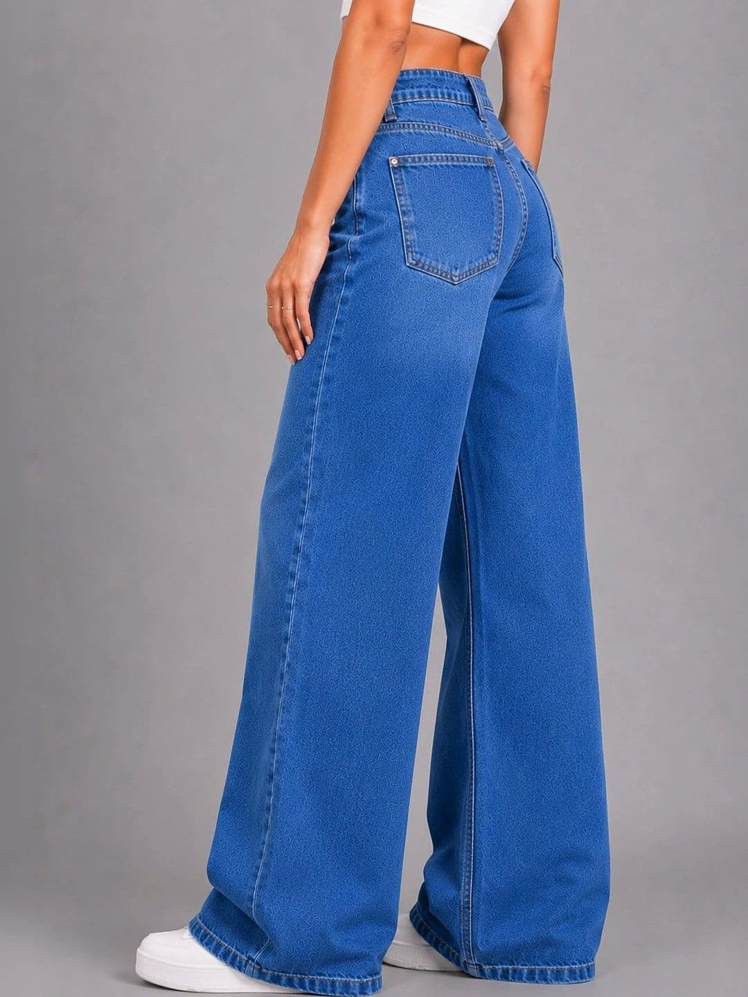 ADBUCKS Women Wide Leg High-Rise Light Fade Stretchable Jeans thumbnail 2
