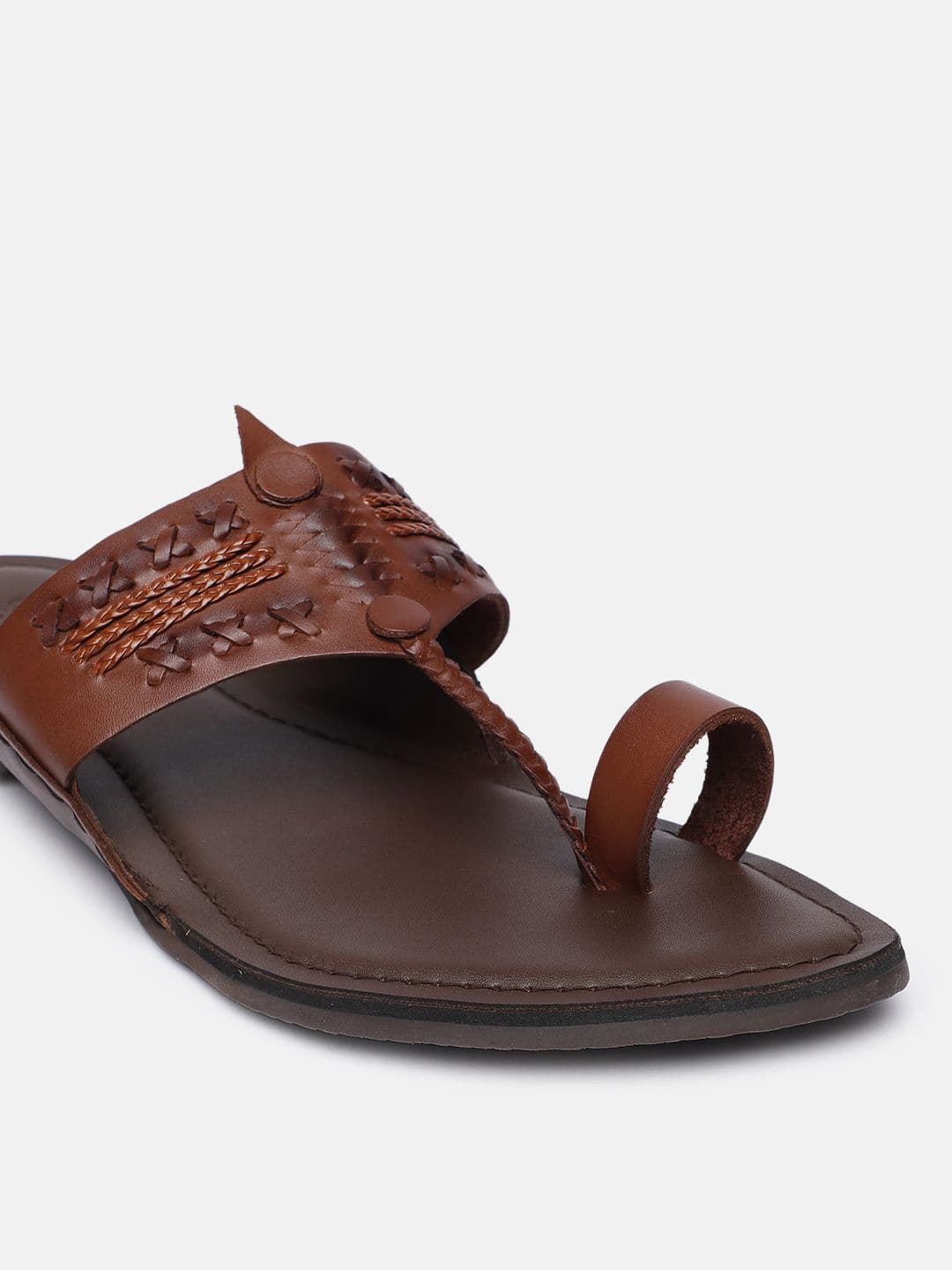 House of Pataudi Men Leather Kohlapuri Comfort Sandals thumbnail 3