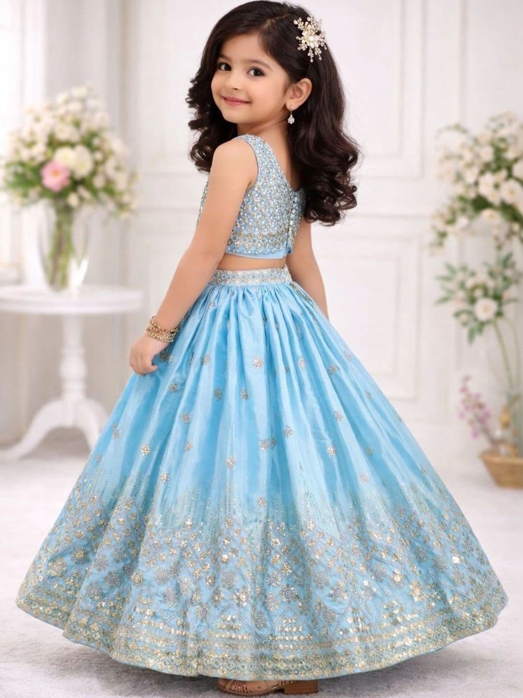 Moda Rapido Girls Embellished Sequinned Ready to Wear Lehenga & Blouse With Dupatta thumbnail 2