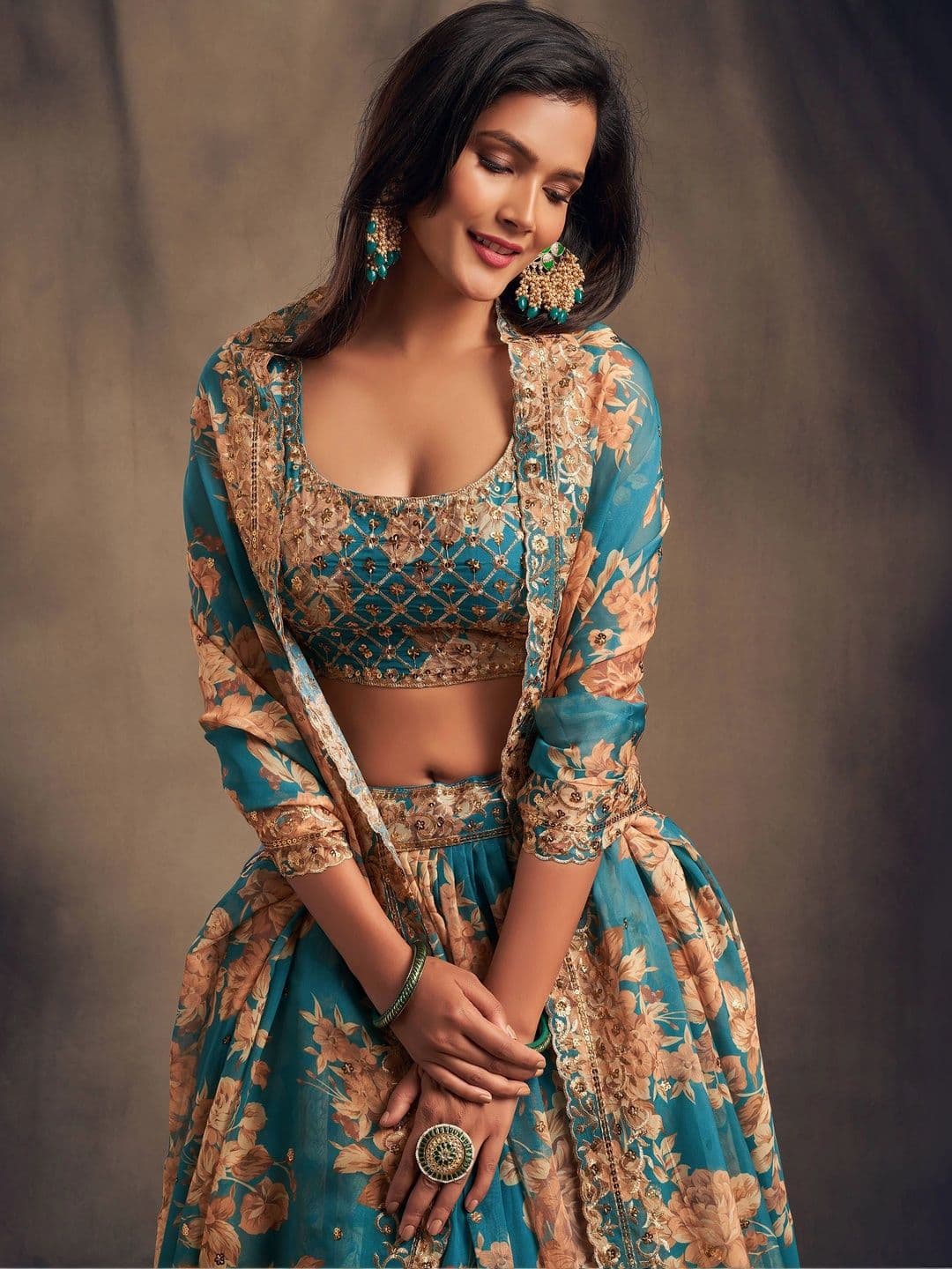 Zeel Clothing Embroidered Sequinned Semi-Stitched Lehenga & Unstitched Blouse With Dupatta thumbnail 2