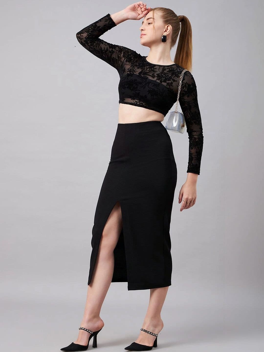 Chemistry Women Front Slit Midi Pencil Skirt thumbnail 4