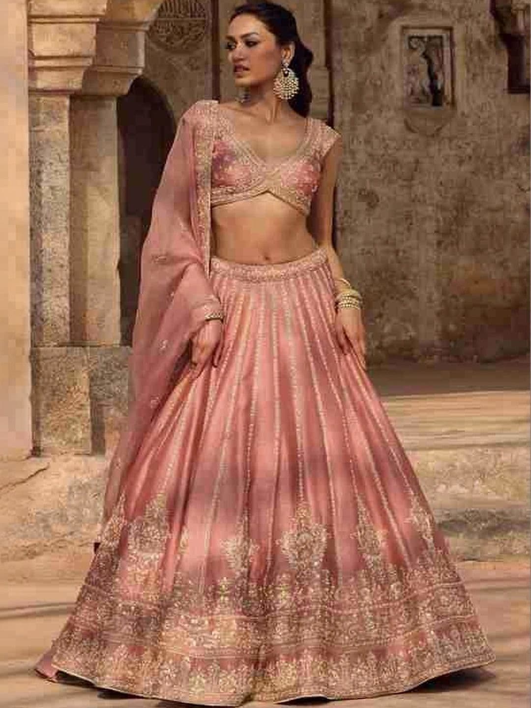 Sangria Embroidered Semi-Stitched Lehenga & Unstitched Blouse With Dupatta thumbnail 5