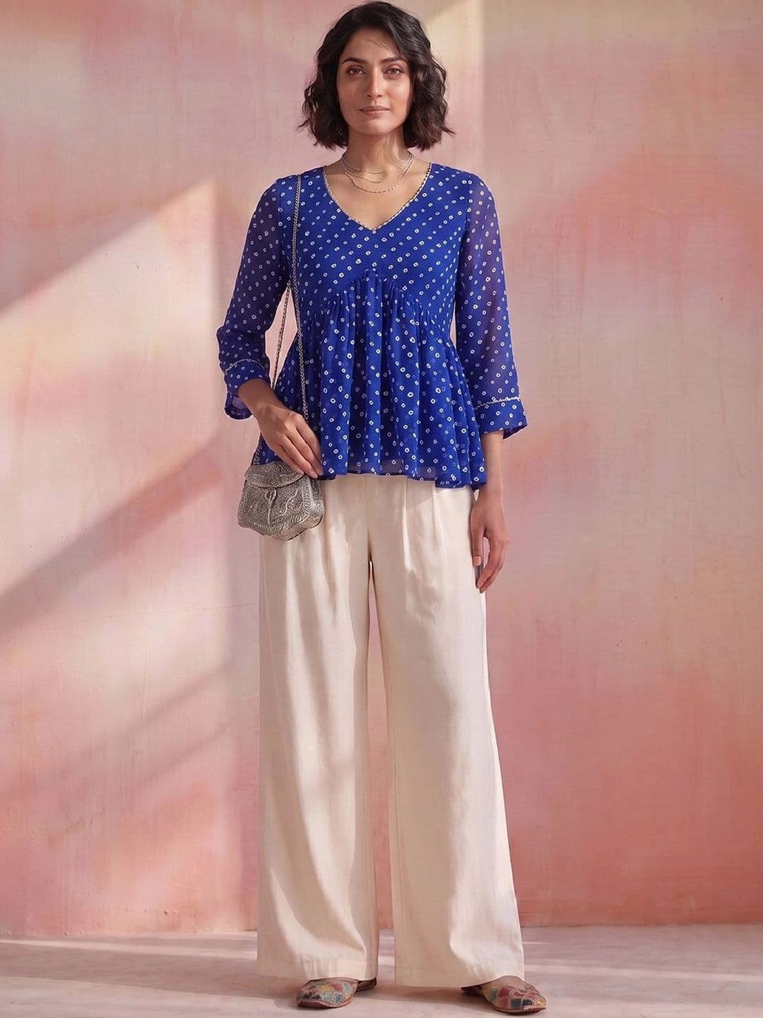 Varanga Polka Dot Print Peplum Top thumbnail 6