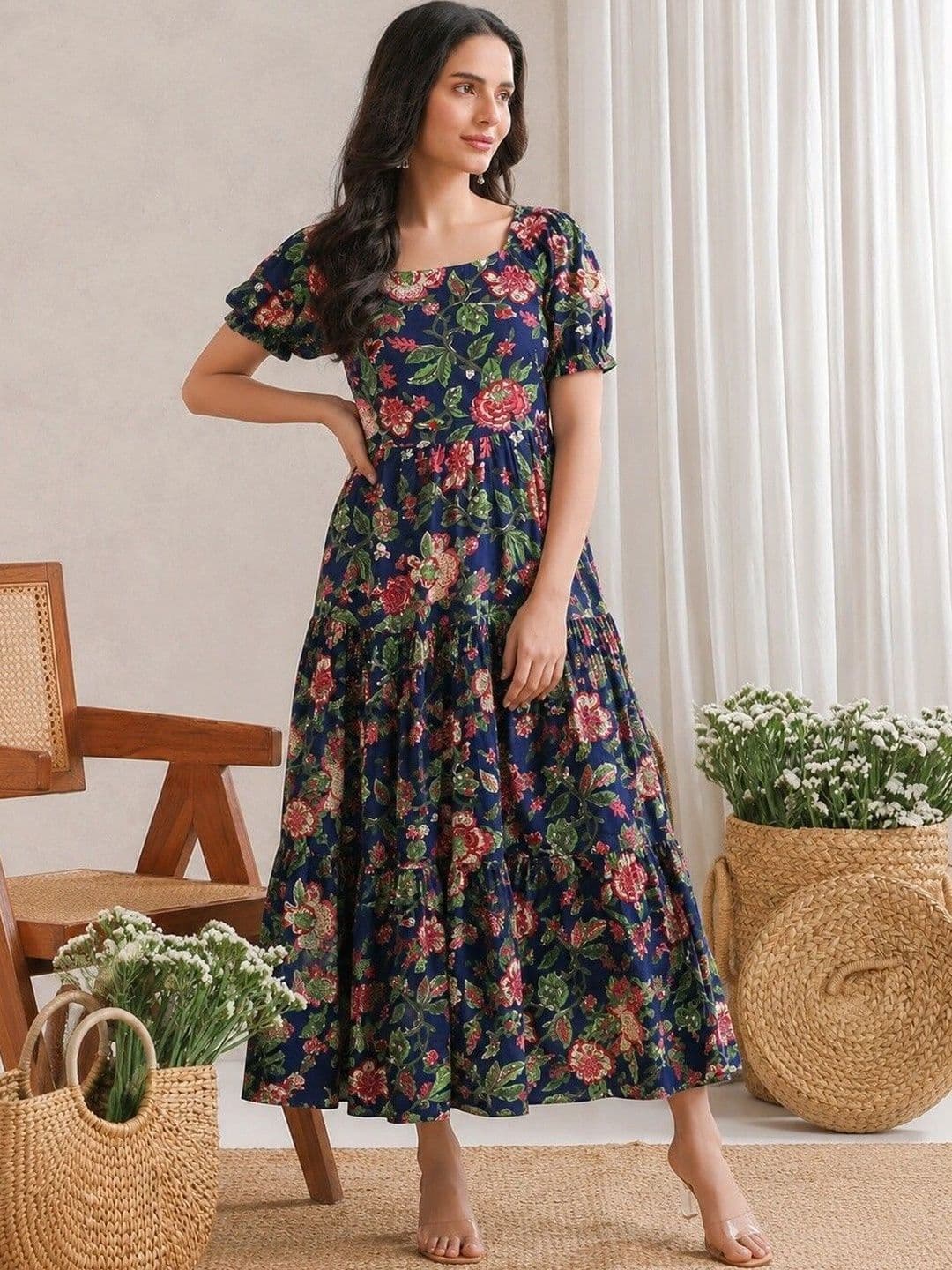 PRESHA Women Floral Printed Floral Anarkali Kurta thumbnail 5
