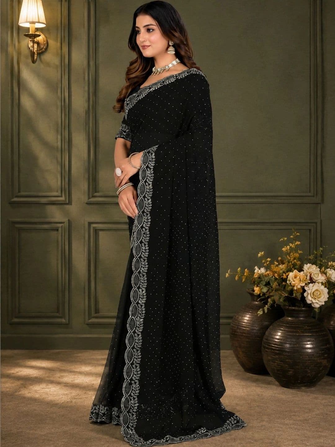 RENBRIZA Poly Georgette Saree thumbnail 6
