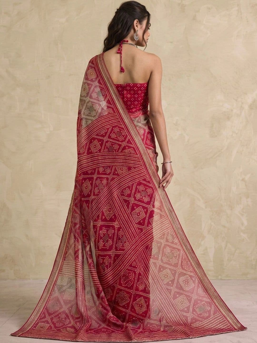 SAARA Bandhani Pure Georgette Saree thumbnail 2