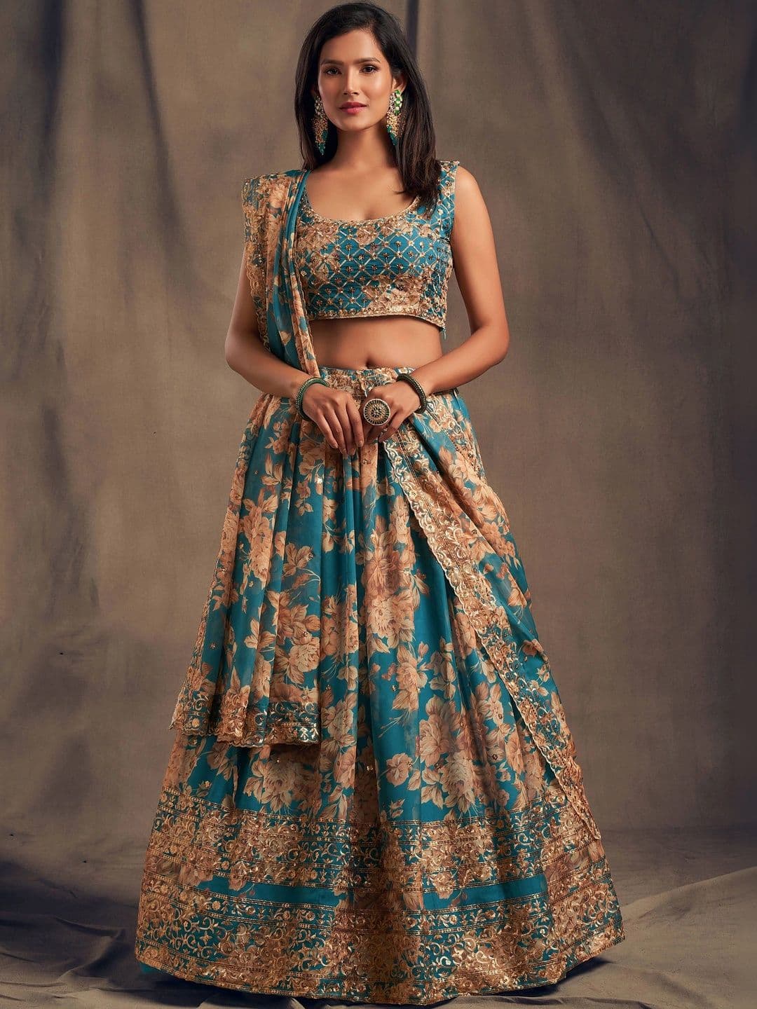 Zeel Clothing Embroidered Sequinned Semi-Stitched Lehenga & Unstitched Blouse With Dupatta - view 1