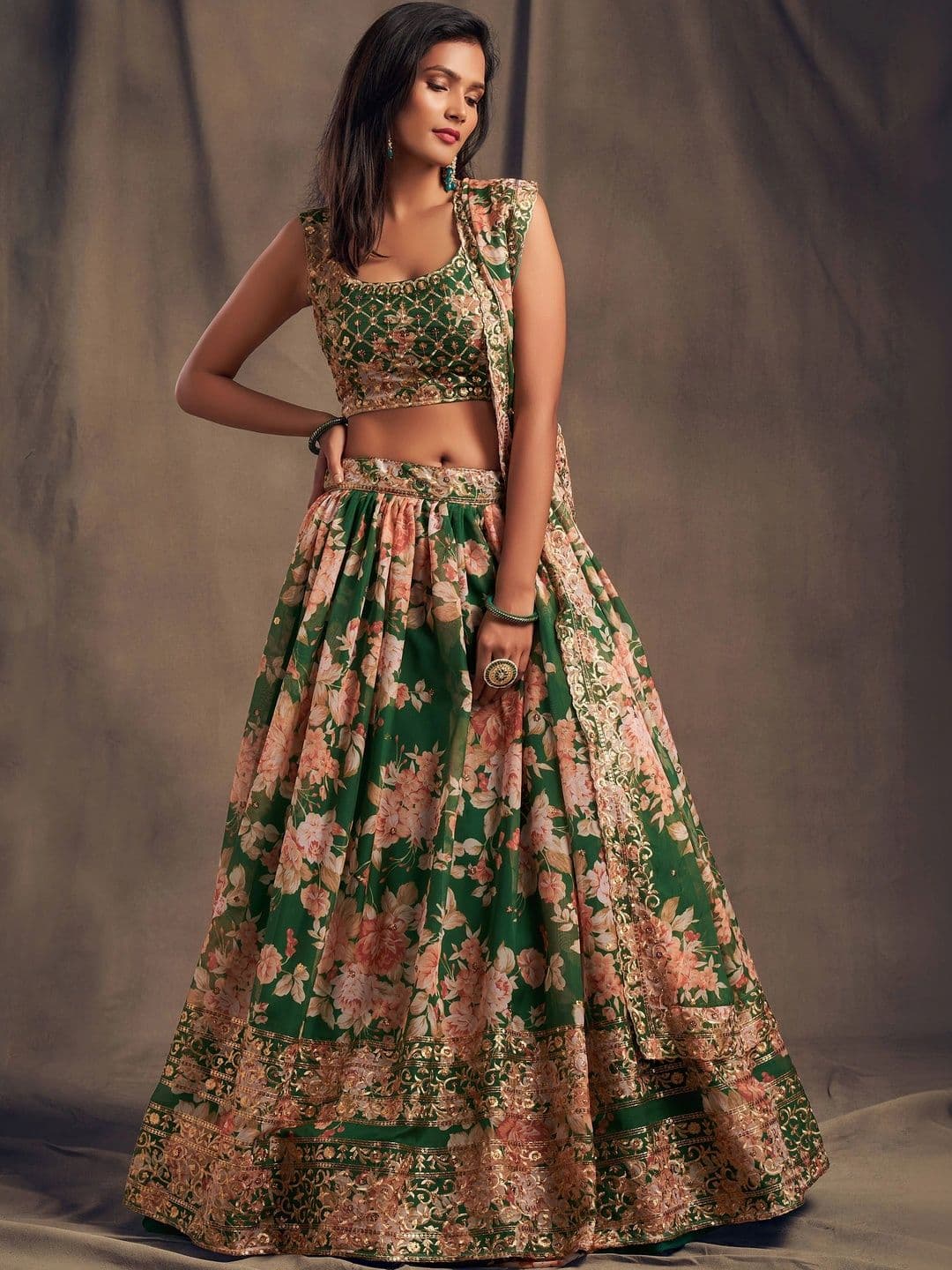 Zeel Clothing Embellished Sequinned Semi-Stitched Lehenga & Unstitched Blouse With Dupatta thumbnail 5