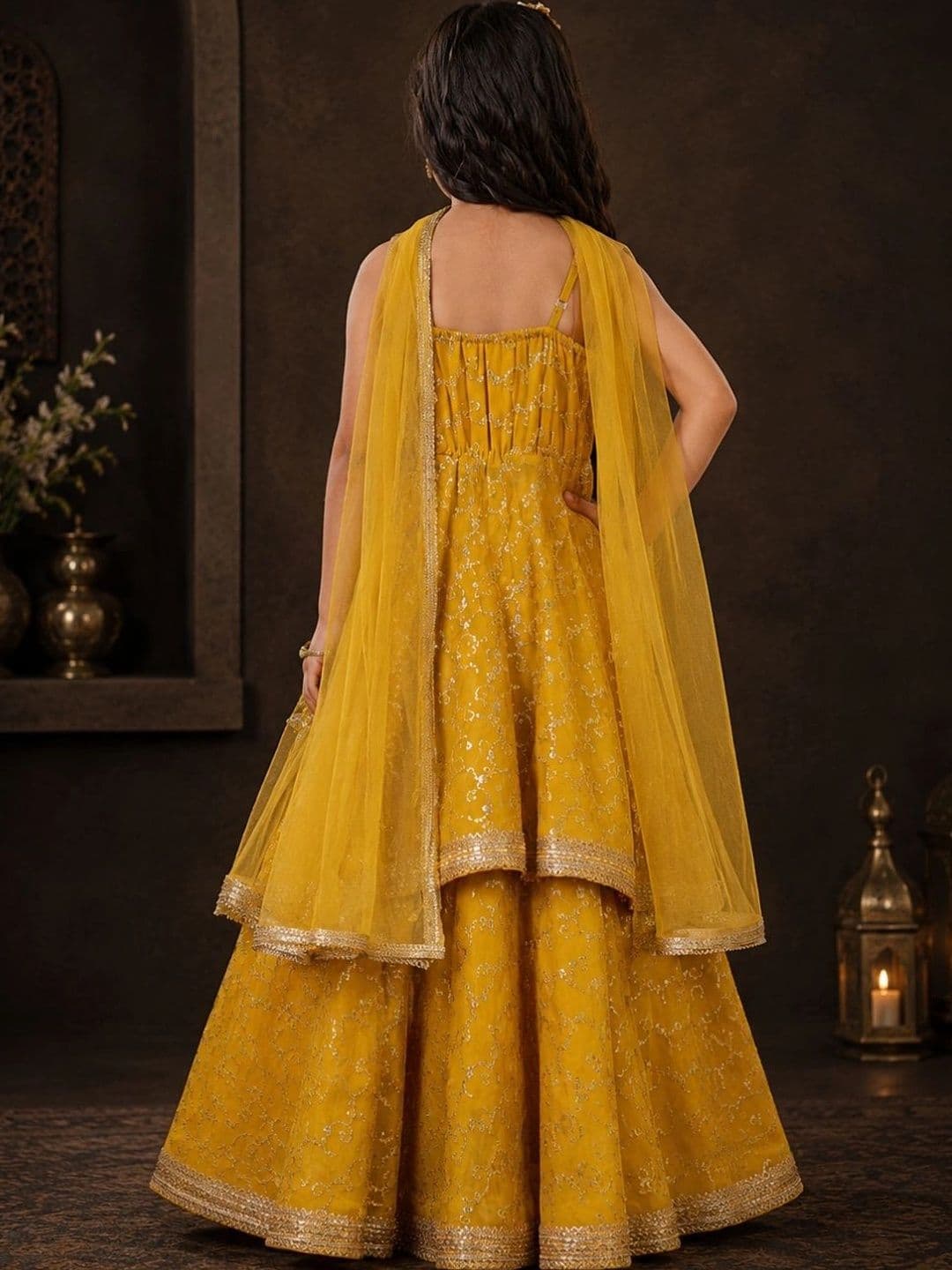 Superminis Girls Embellished Sequinned Ready to Wear Lehenga & Blouse With Dupatta thumbnail 3