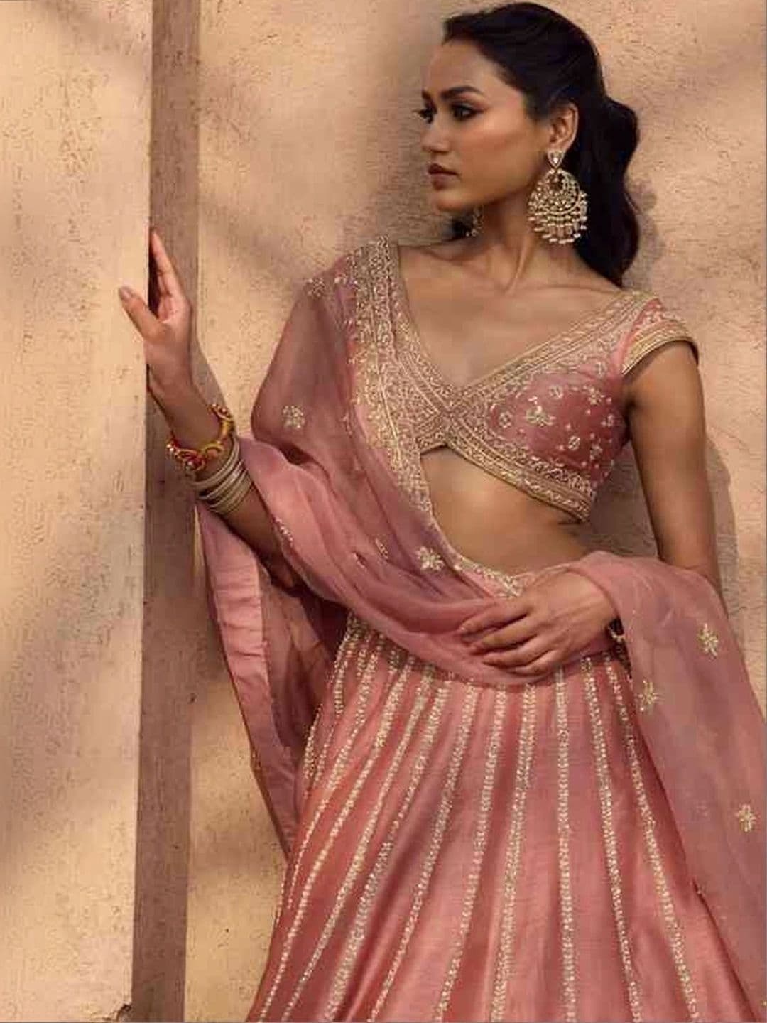 Sangria Embroidered Semi-Stitched Lehenga & Unstitched Blouse With Dupatta thumbnail 3
