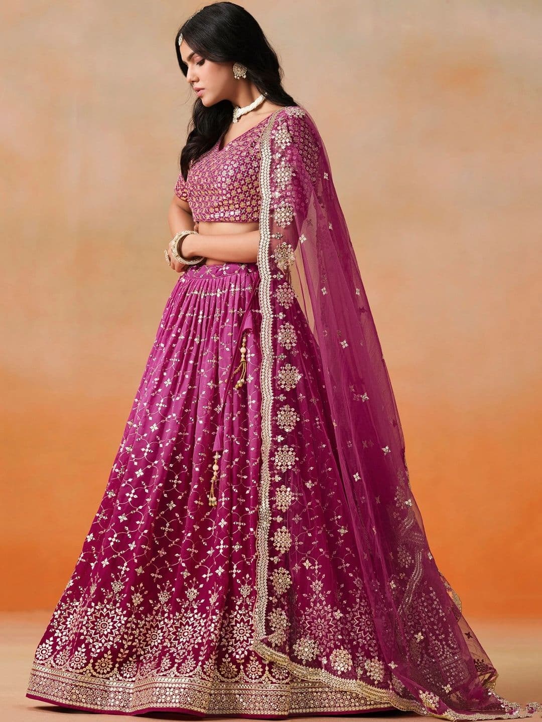 Zeel Clothing Embellished Semi-Stitched Lehenga & Unstitched Blouse With Dupatta thumbnail 7