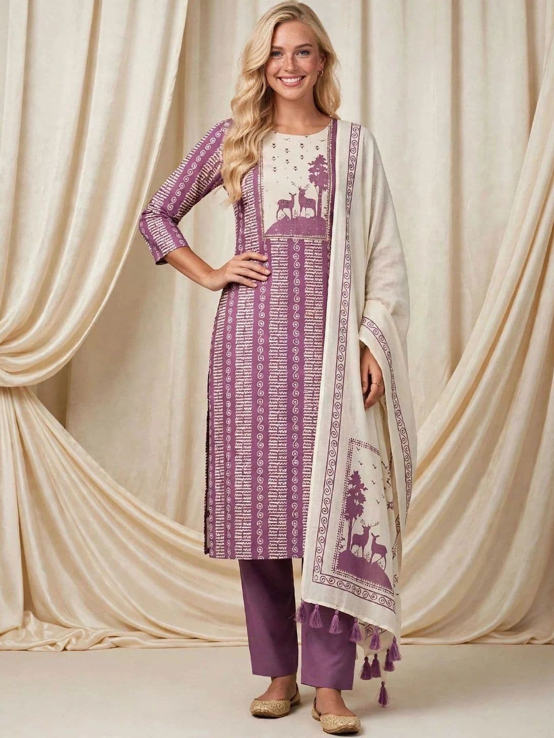 Haranozy Printed Pure Cotton Semi-Stitched Dress Material thumbnail 6
