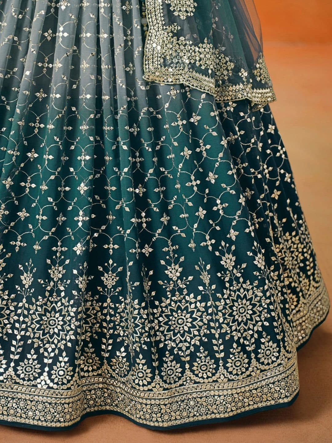 Zeel Clothing Embellished Sequinned Semi-Stitched Lehenga & Unstitched Blouse With Dupatta thumbnail 2