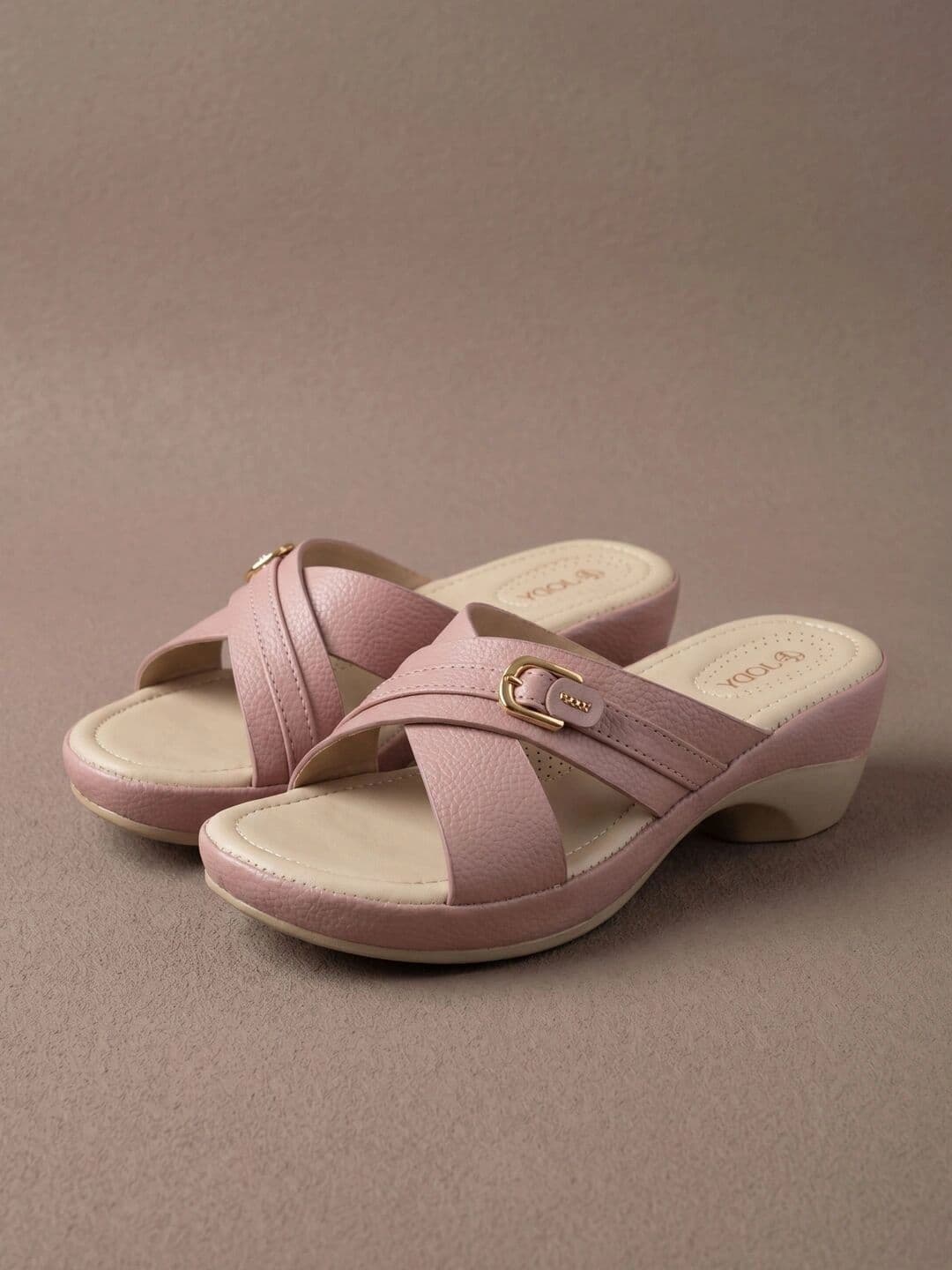 JodyHub Textured Wedge Mules with Buckles thumbnail 4