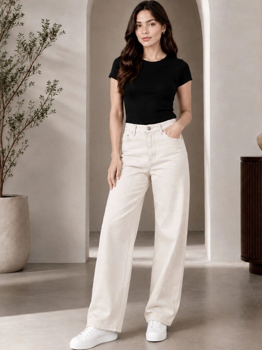 Mevan Women Classic Regular Fit Mid-Rise Stretchable Jeans thumbnail 2