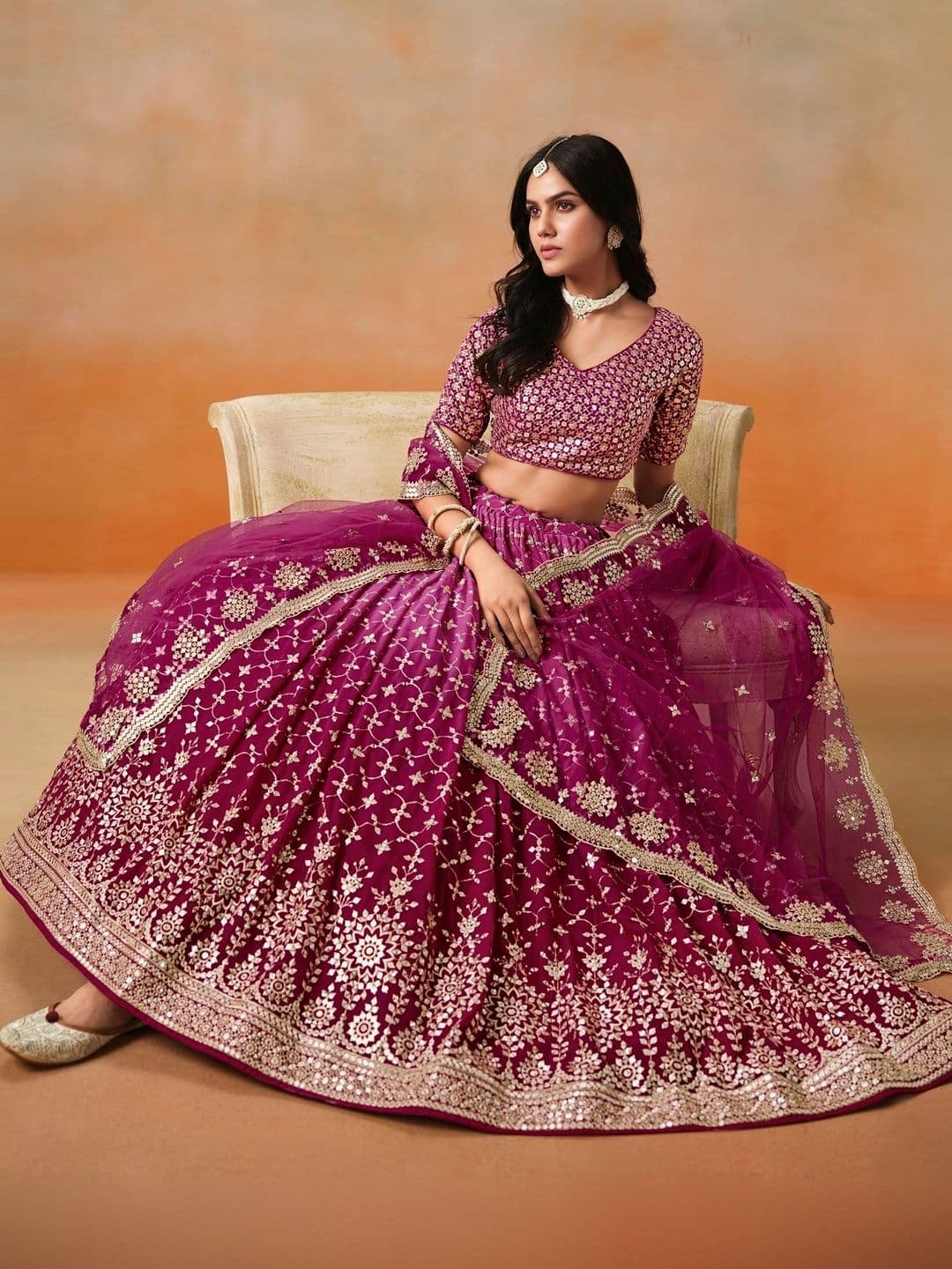 Zeel Clothing Embellished Semi-Stitched Lehenga & Unstitched Blouse With Dupatta thumbnail 4