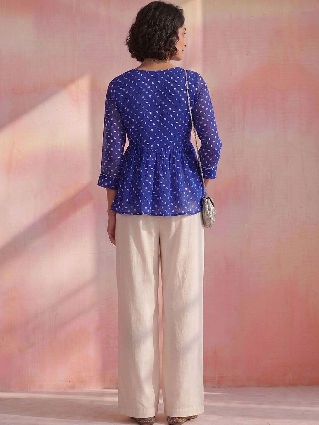 Varanga Polka Dot Print Peplum Top thumbnail 2