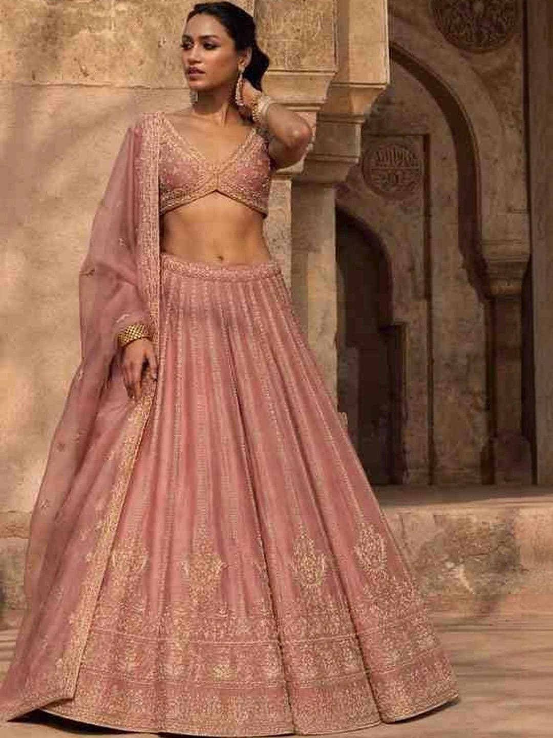DAYLOOM Embellished Semi-Stitched Lehenga & Unstitched Blouse With Dupatta - view 1