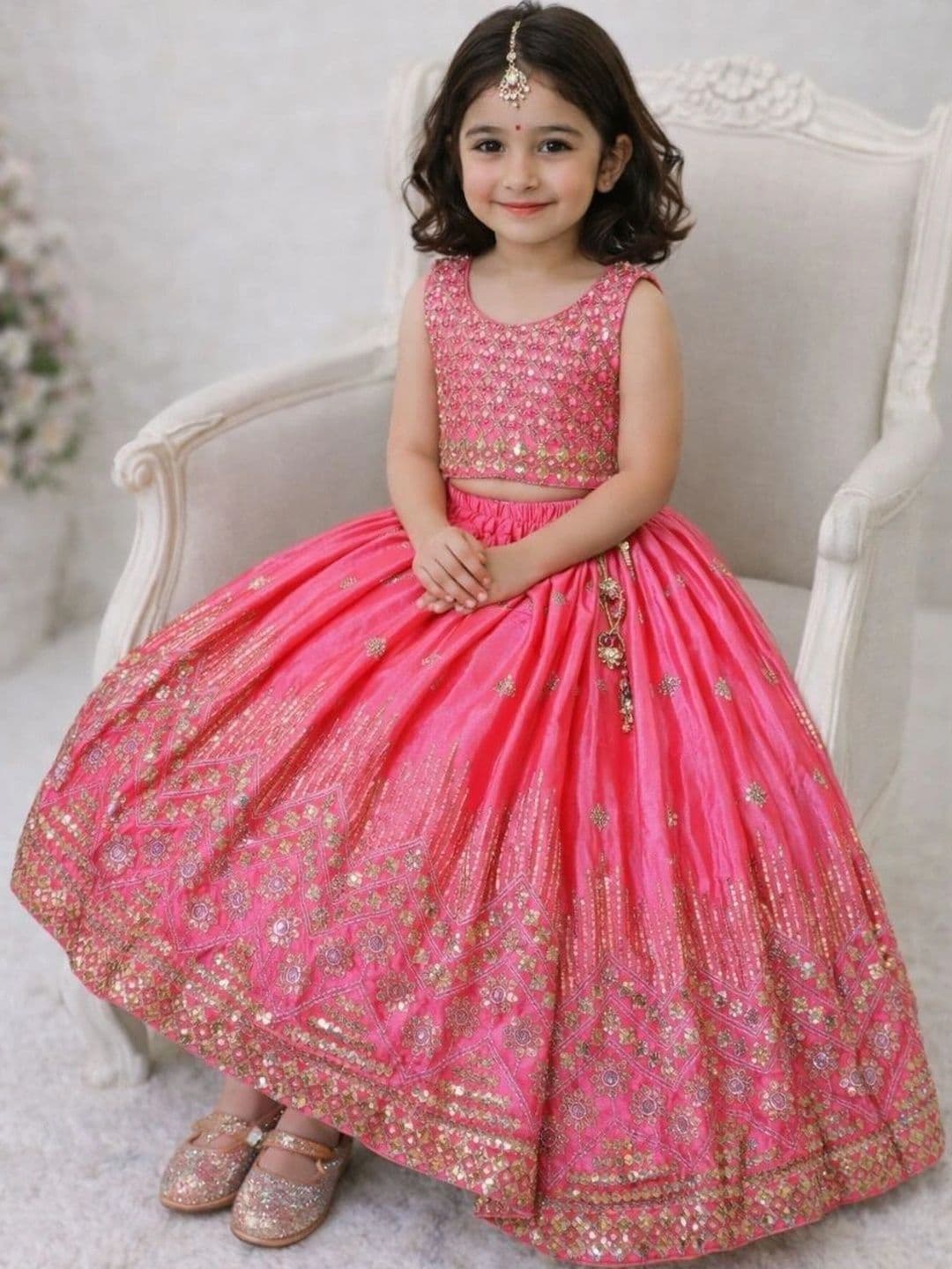 Moda Rapido Girls Embellished Sequinned Ready to Wear Lehenga & Blouse With Dupatta thumbnail 2